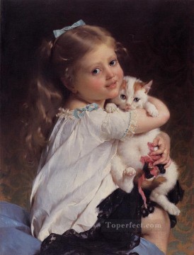 Pets and Children Painting - her best friend Emile Munier pet kids